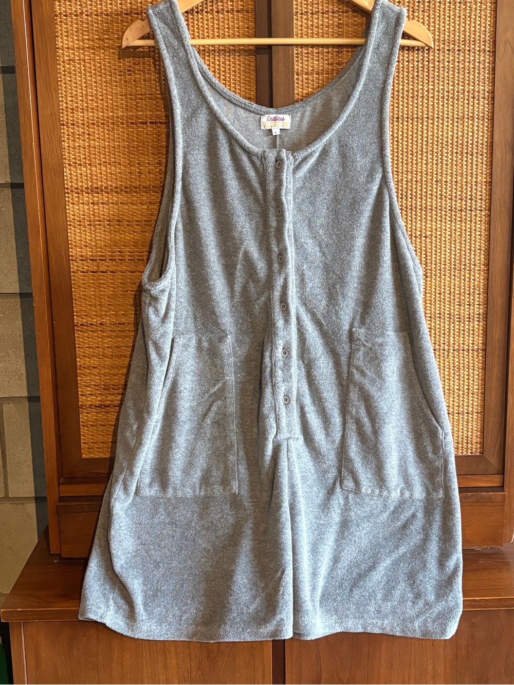 Red Sky Terrycloth Romper- Grey